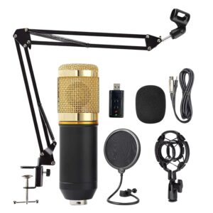 5Core Recording Microphone Podcast Bundle Professional Condenser Cardioid Mic Kit w Boom Arm