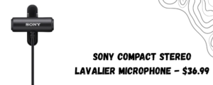 The image shows sony compact lavalier mic